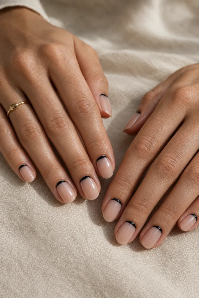 Black reverse half-moon Halloween nails