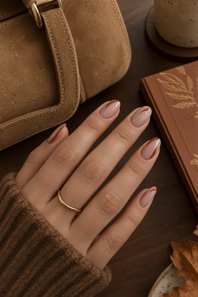Sheer Beige With Burnt Sienna Side Swipes