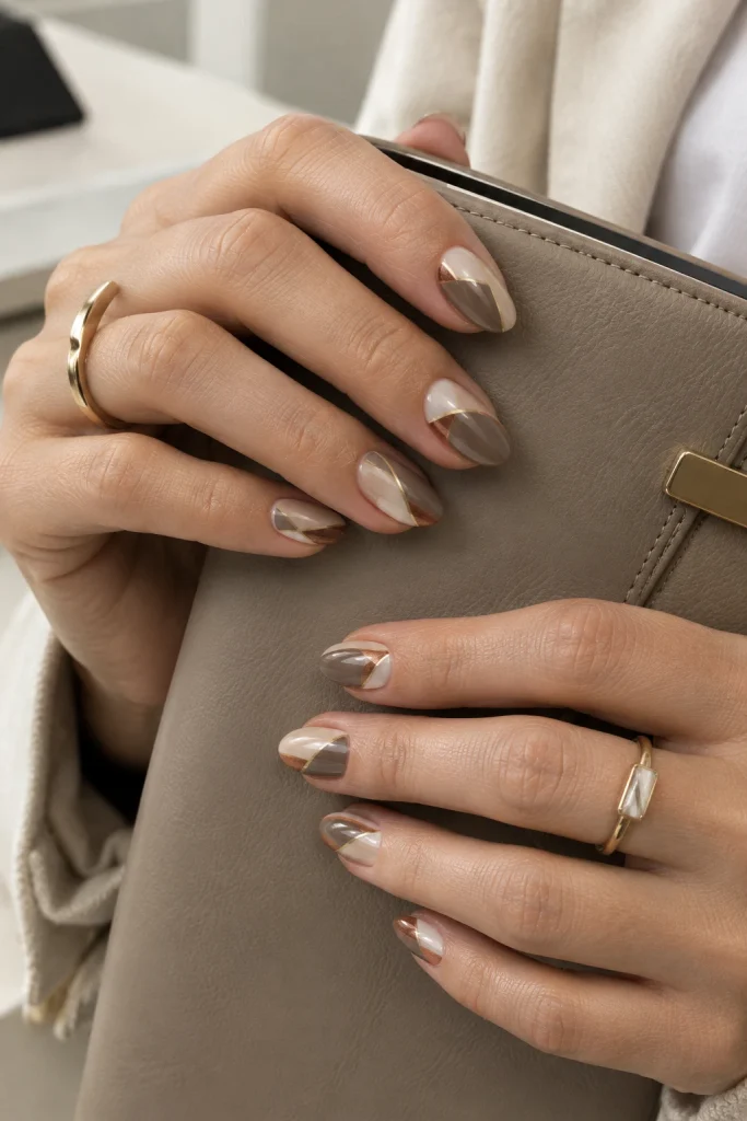 Warm Gray With Muted Copper Color Blocking