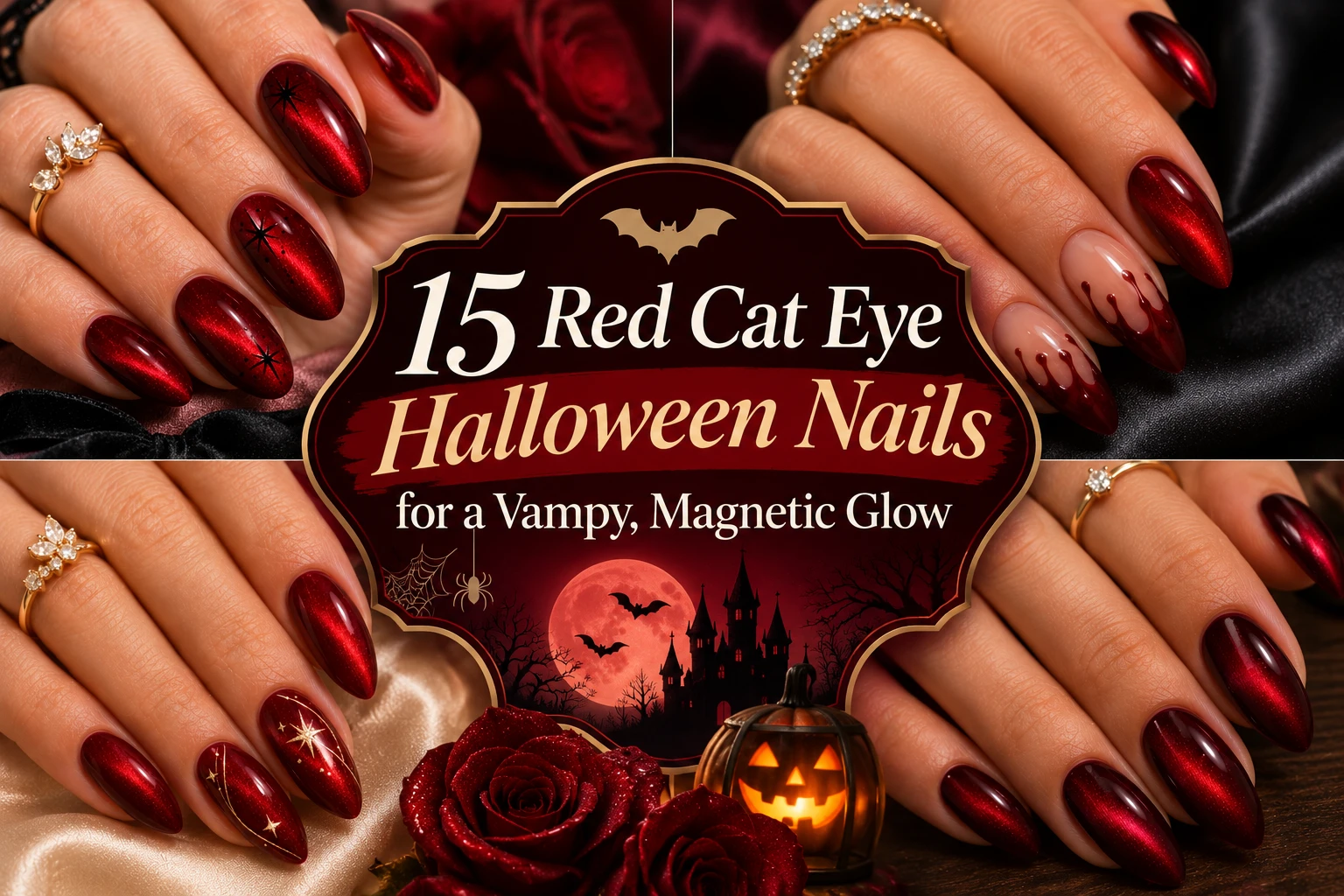 15 Red Cat Eye Halloween Nails for a Vampy, Magnetic Glow