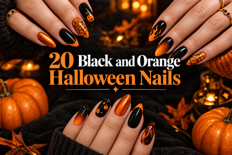 20 Black and Orange Halloween Nails