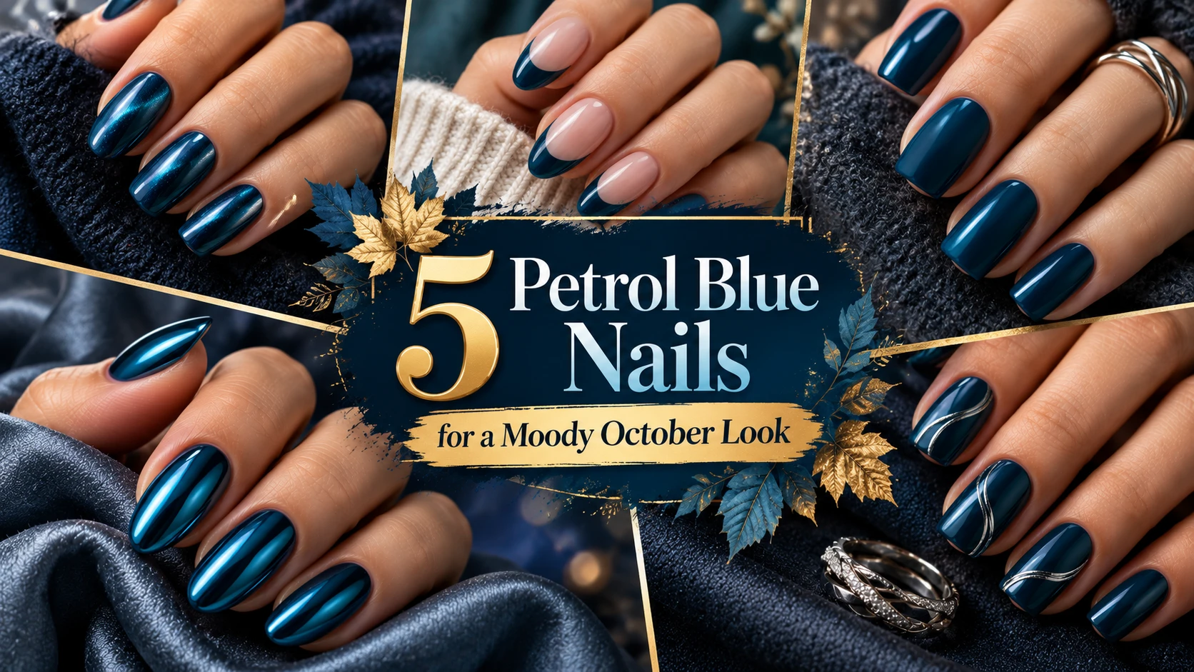 5 Petrol Blue Nails for a Moody October Look