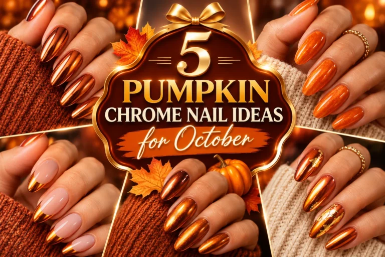 5 Pumpkin Chrome Nail Ideas for October
