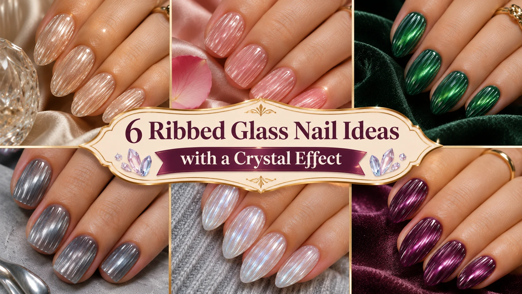 6 Ribbed Glass Nail Ideas with a Crystal Effect