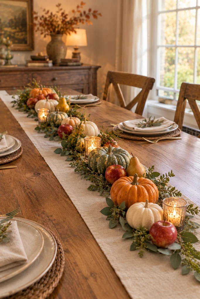 Arrange a Simple Thanksgiving Fruit and Candle Runner