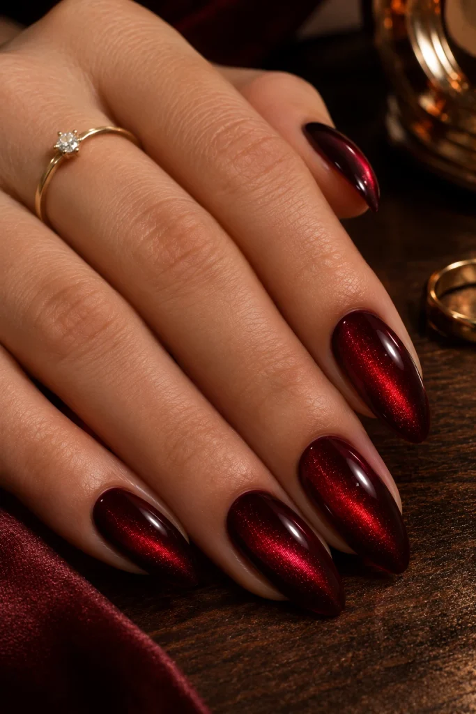 Black Cherry Cat Eye Nails