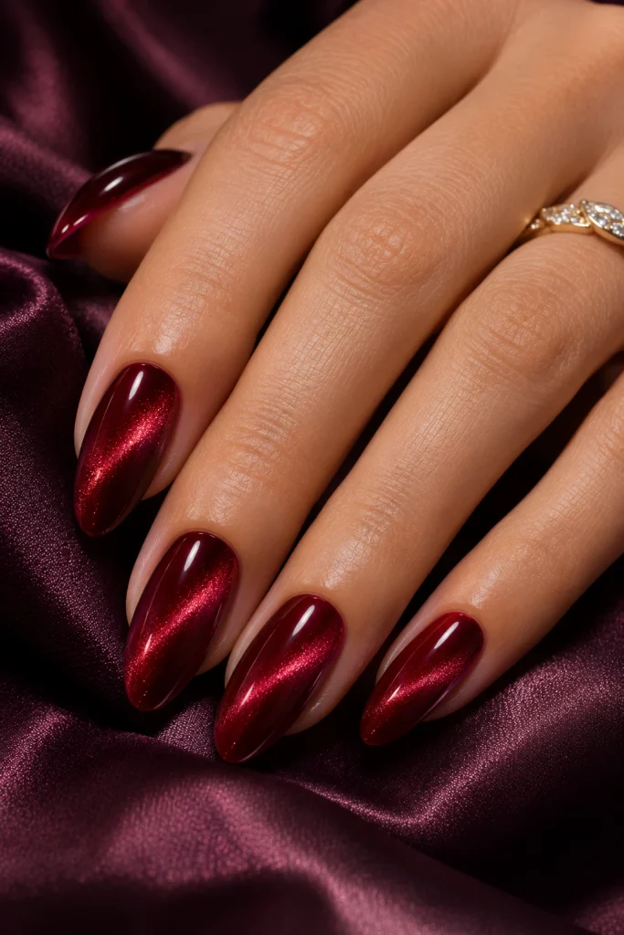 Cherry Red Cat-Eye Nails
