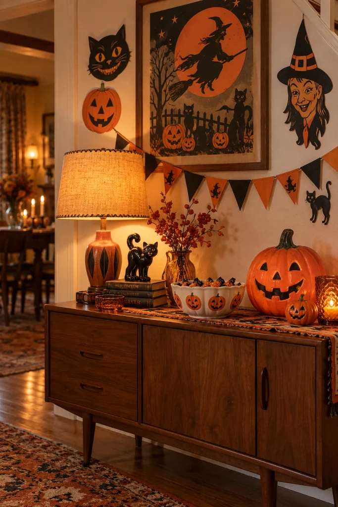 1950s-inspired vintage Halloween party decor