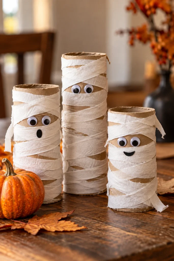 Turn Toilet Paper Rolls Into Tiny Mummy Decorations