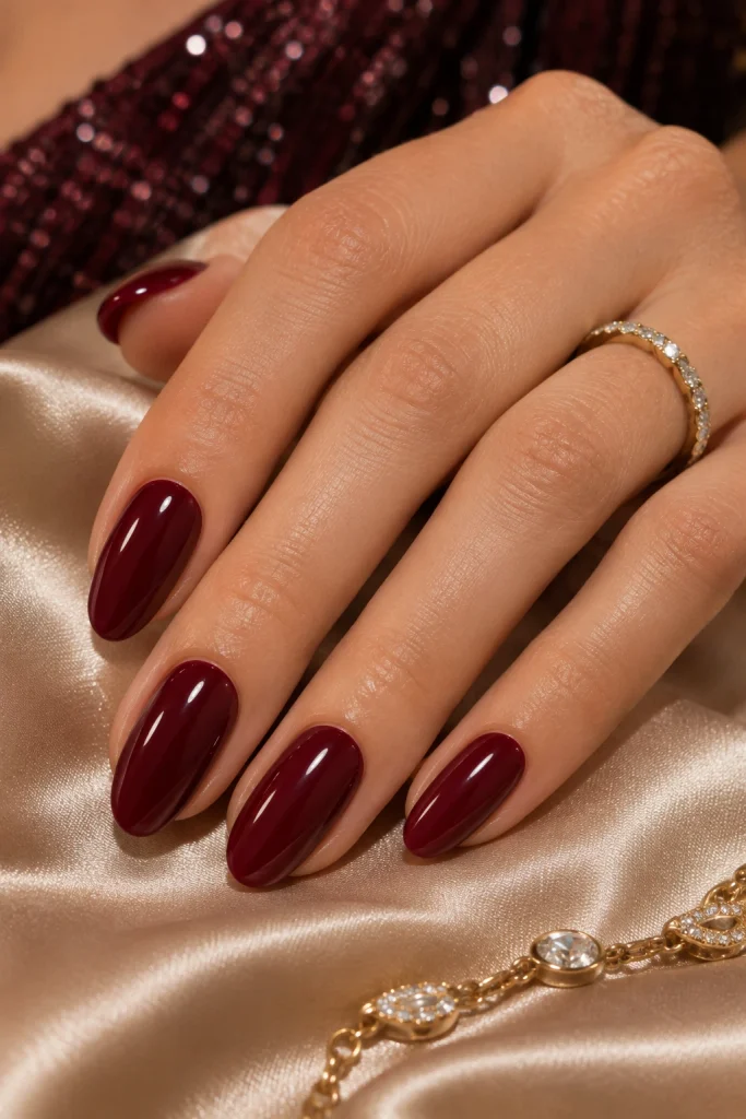 Deep Burgundy Homecoming Nails