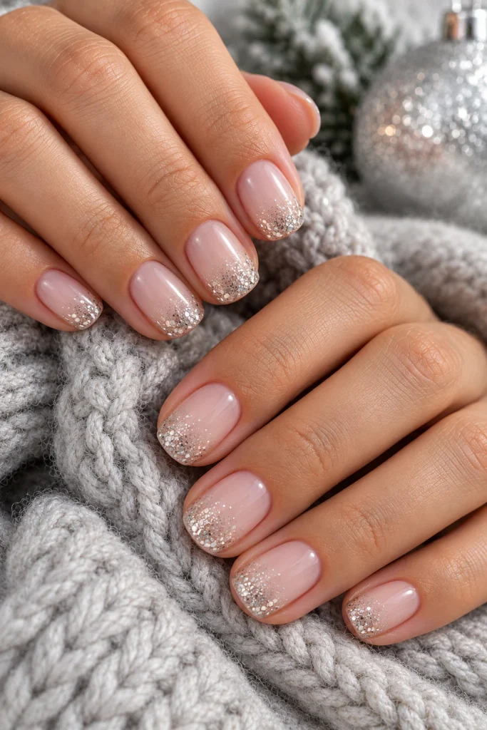 Icy Silver Glitter Tips