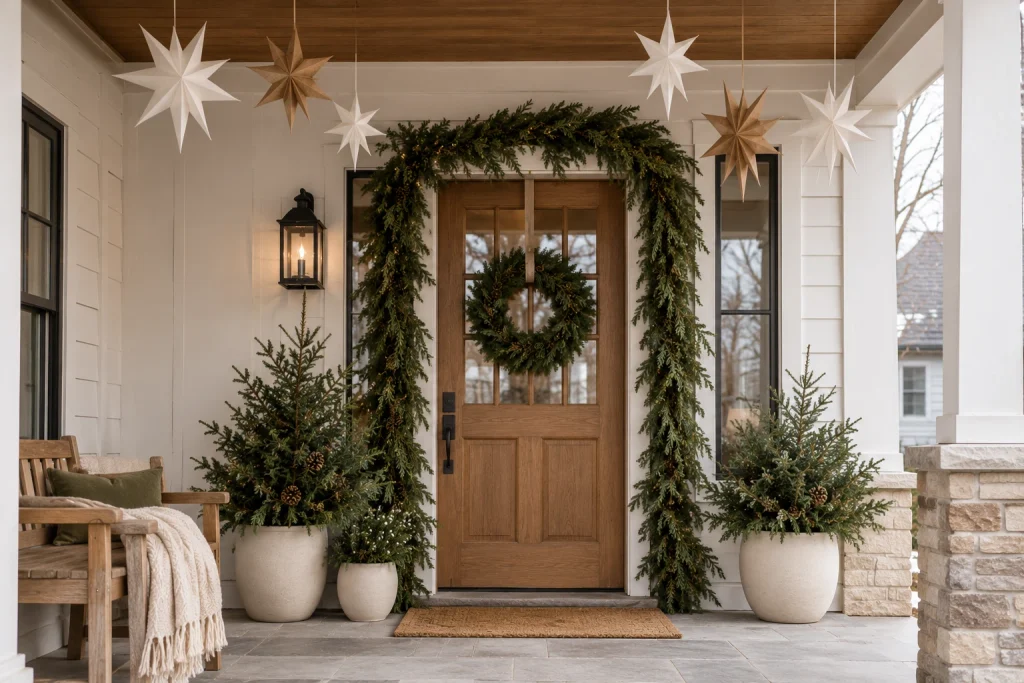 Make a Christmas Porch With Paper Star Lanterns