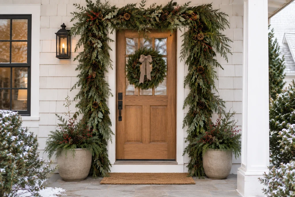 Make a Layered Greenery Arch Around the Door