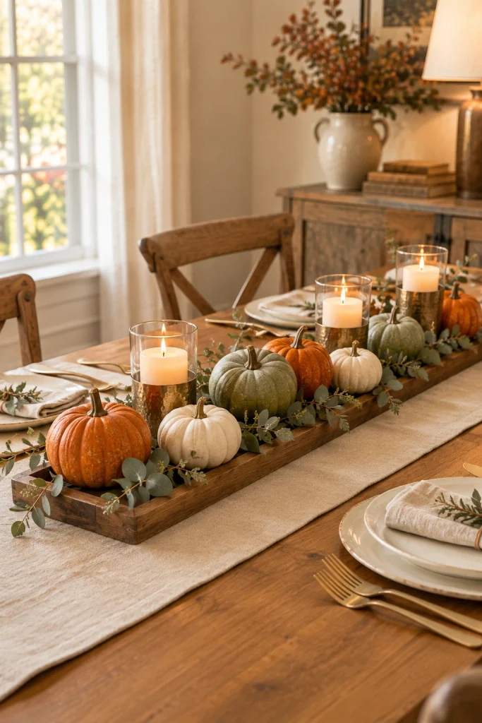 Make a Mini Pumpkin and Candle Centerpiece