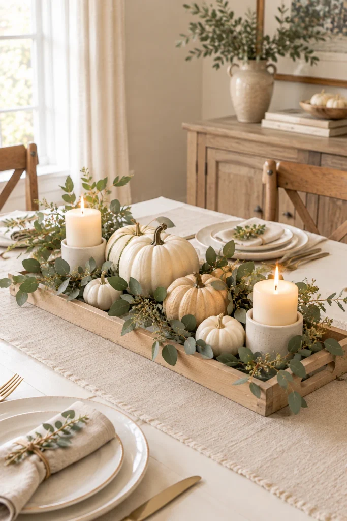 Make a Neutral White Pumpkin Centerpiece
