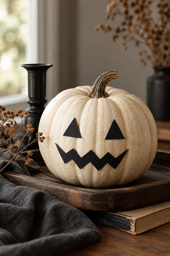 Make a No Carve Pumpkin With a Black Paper Face