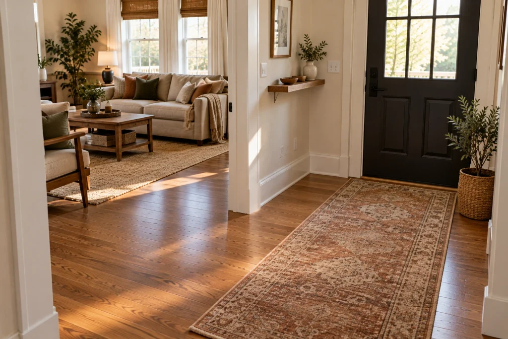 Make a Small Entryway Feel Defined With a Rug