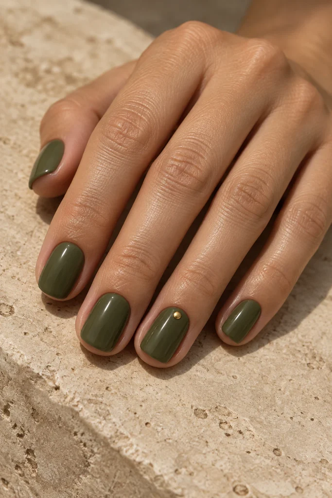 Olive Green With Tiny Gold Dots