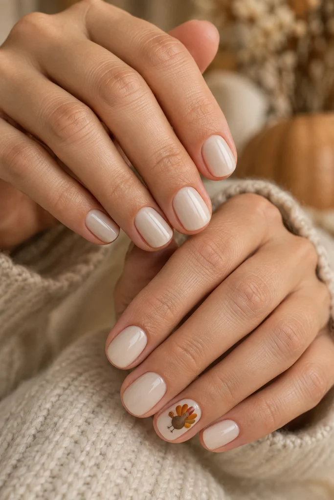 One Tiny Turkey Accent Nail