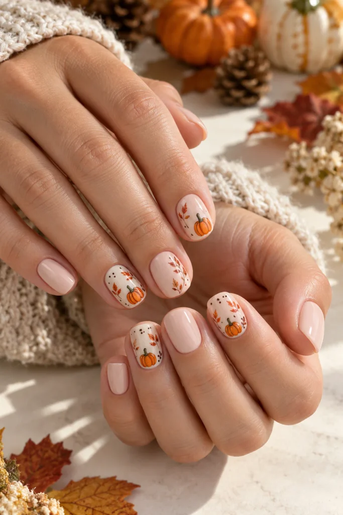 Pumpkin Confetti Nails