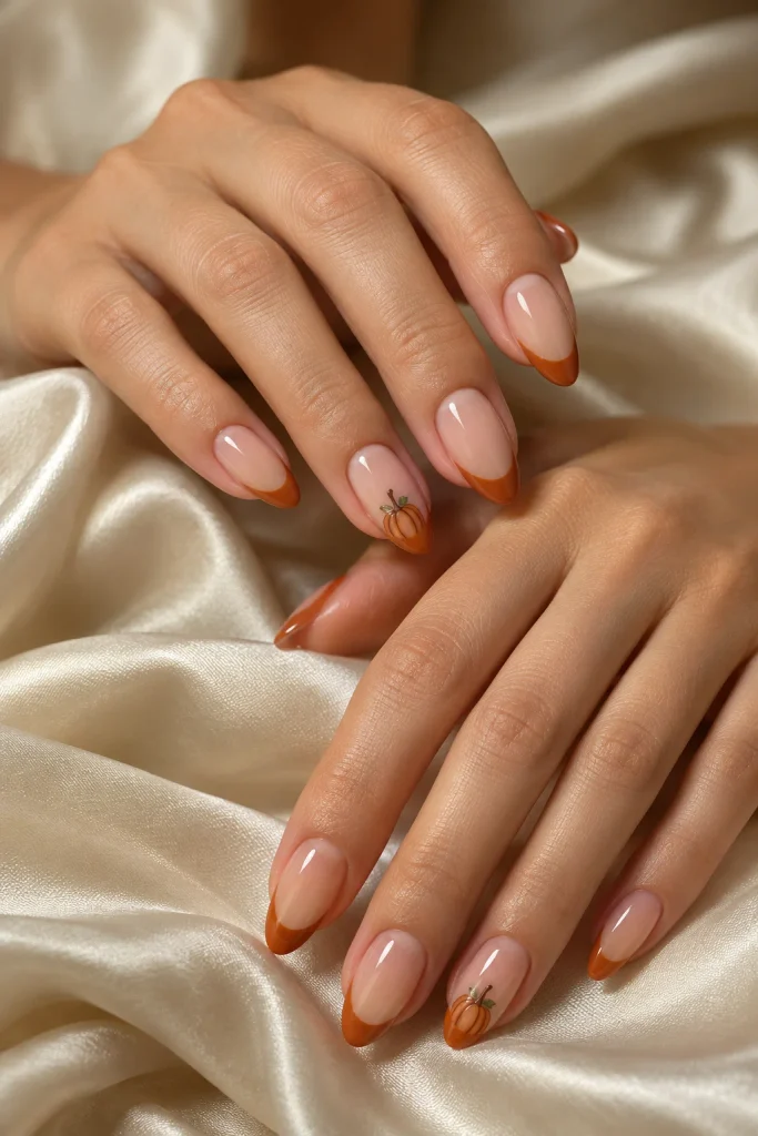 Pumpkin French Tip Nails