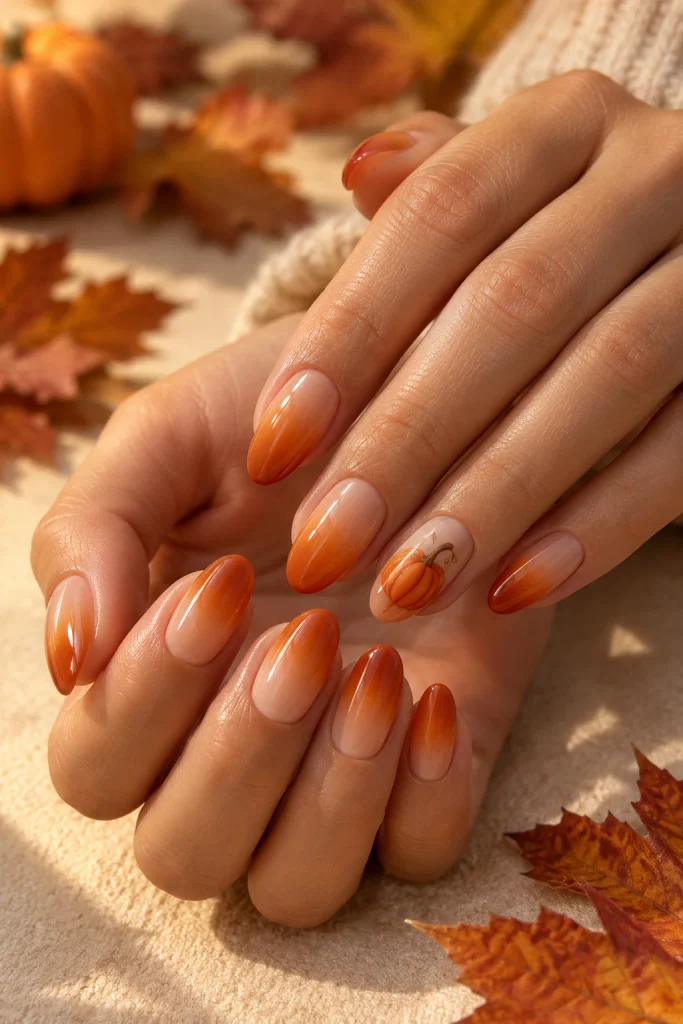  Pumpkin Ombre Nails