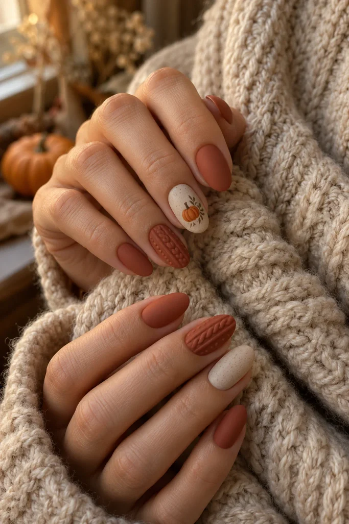 Pumpkin Sweater Texture Nails