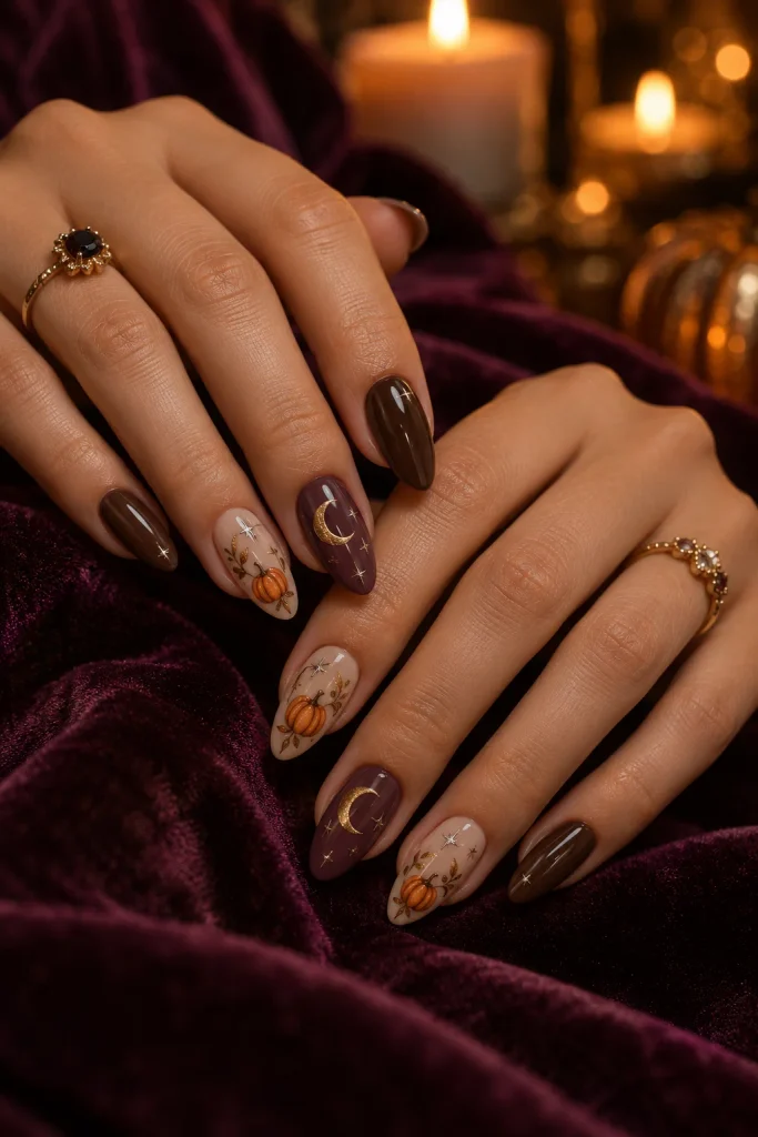 Pumpkin and Celestial Nails