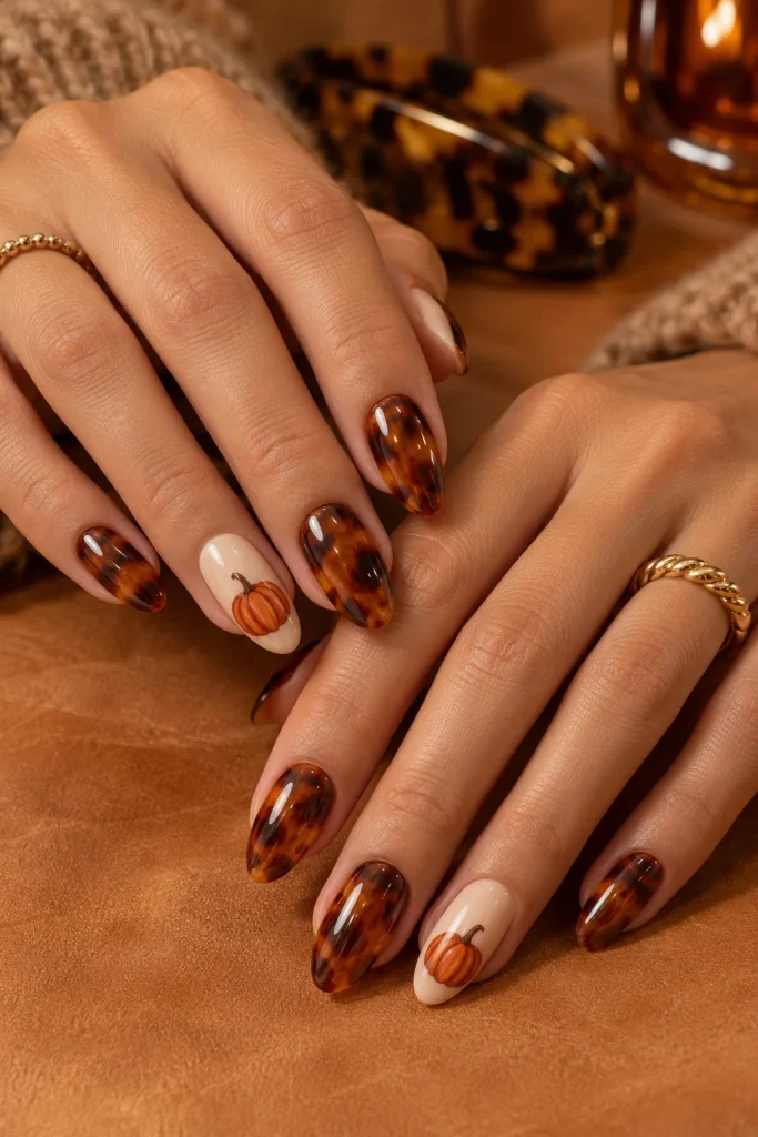 Pumpkin and Tortoiseshell Nails