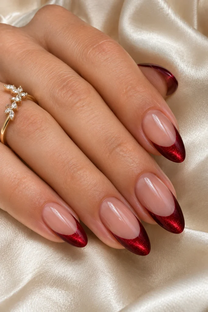 Red Cat Eye French Manicure