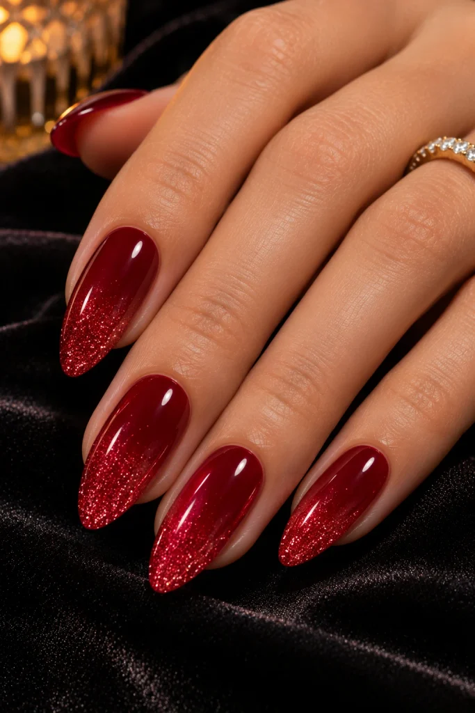 Red Glitter Ombre Nails