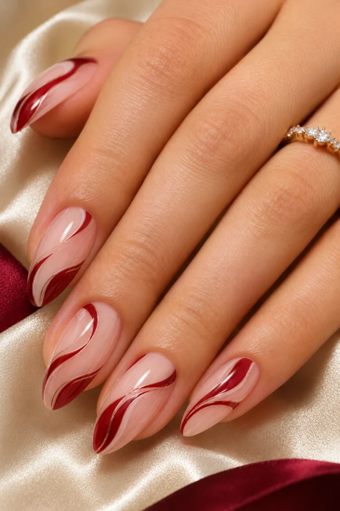 Red Swirl Nail Art