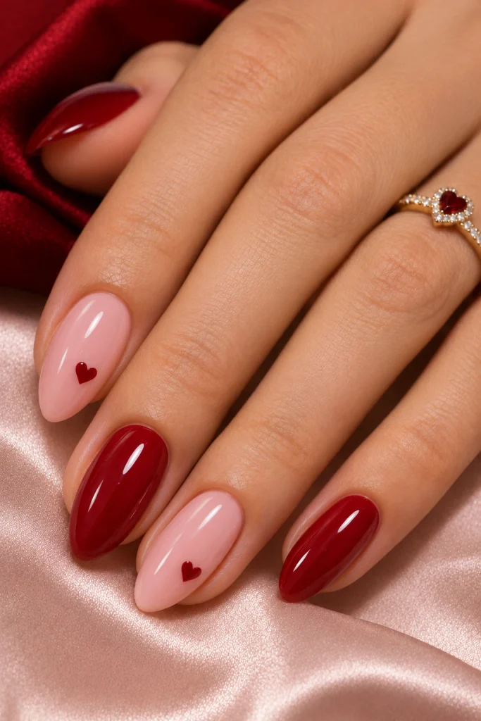 Red and Pink Homecoming Nails