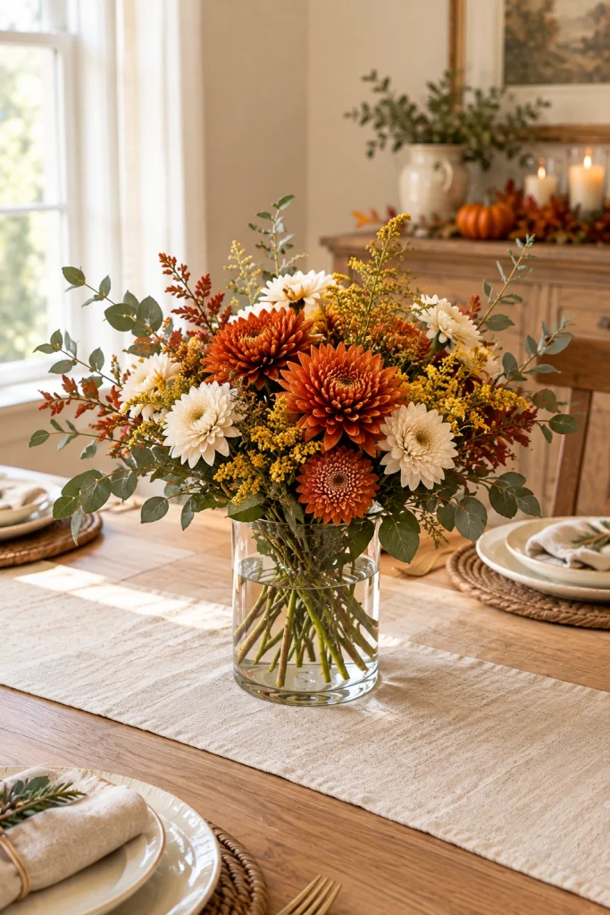Style a Simple Glass Vase With Fall Flowers