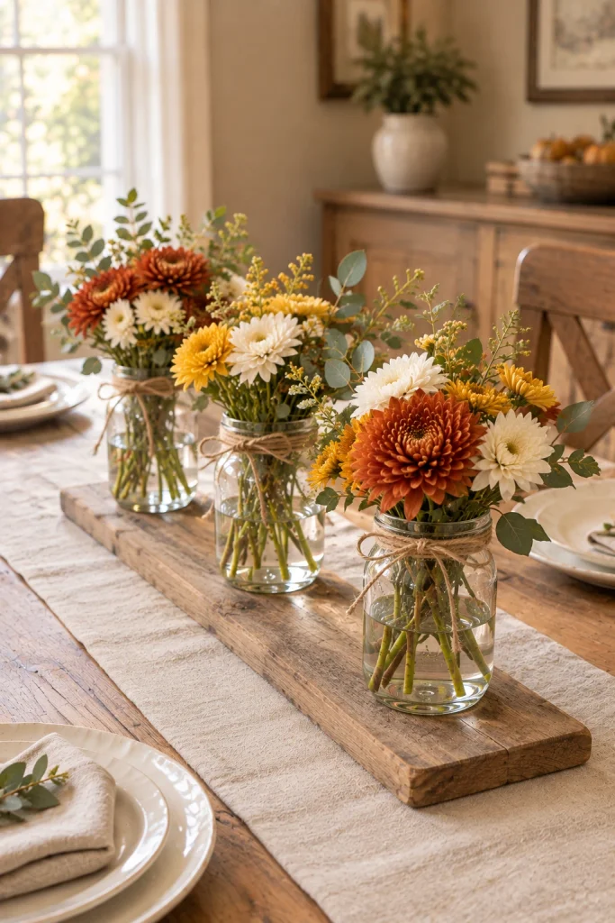 Turn Mason Jars Into a Fall Flower Centerpiece
