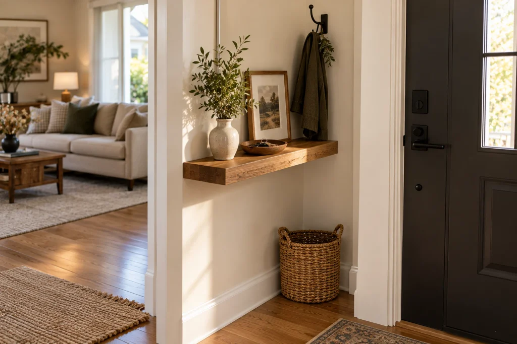 Use a Narrow Floating Shelf Instead of a Table