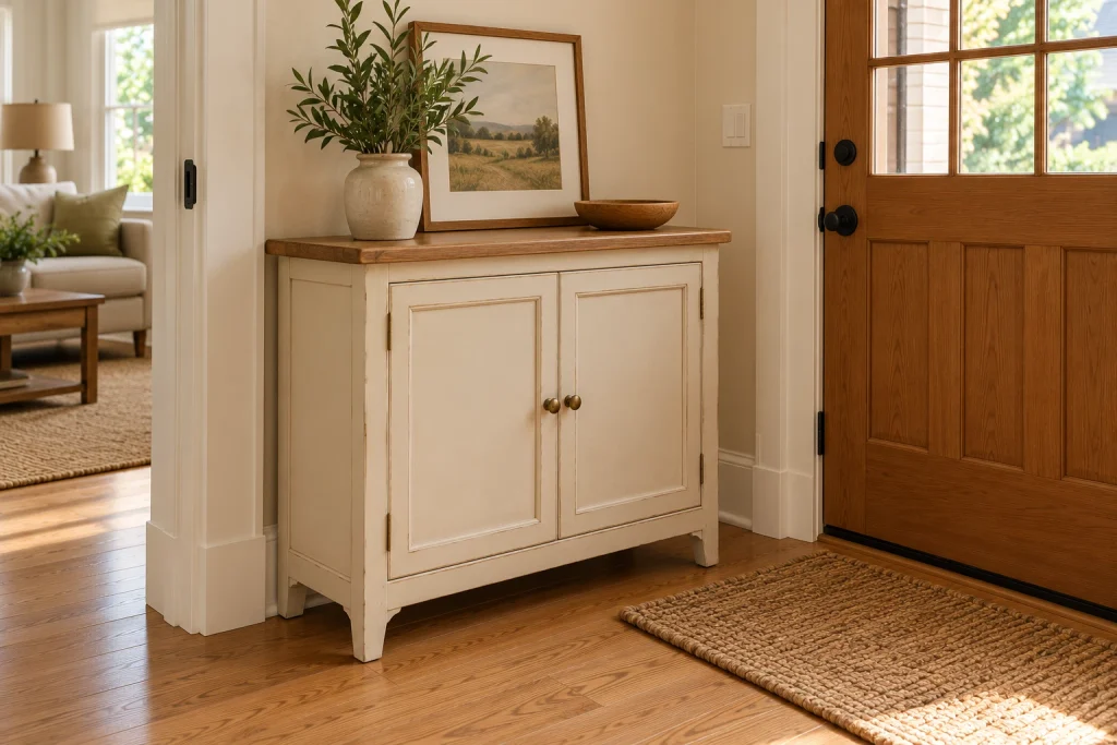Use a Small Cabinet to Hide Everyday Clutter