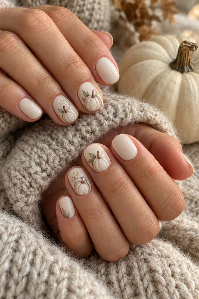 White Pumpkin Nails