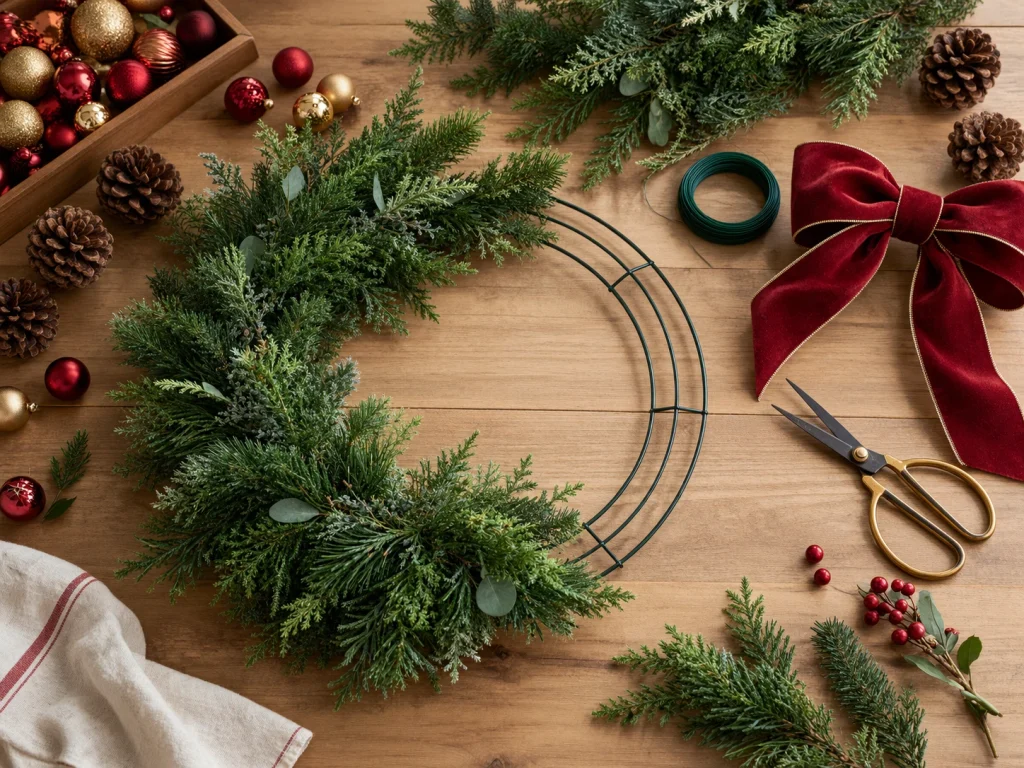 assembled Christmas wreath