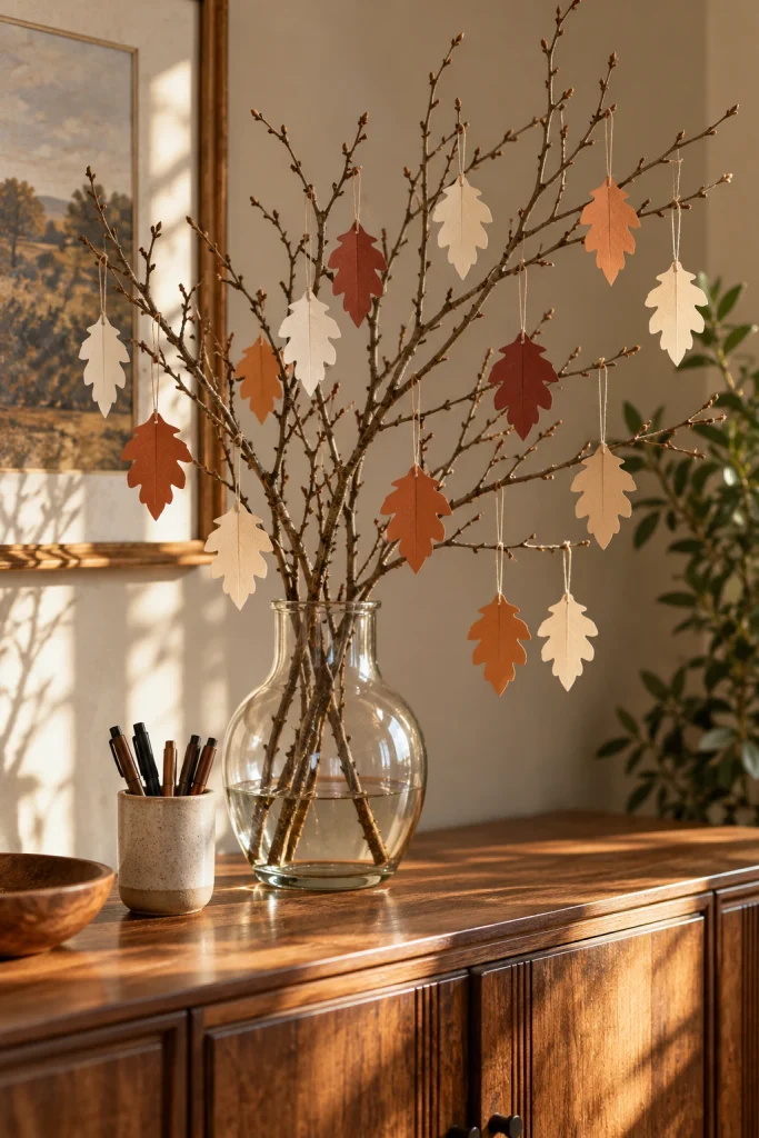 DIY Thanksgiving gratitude tree with paper leaves